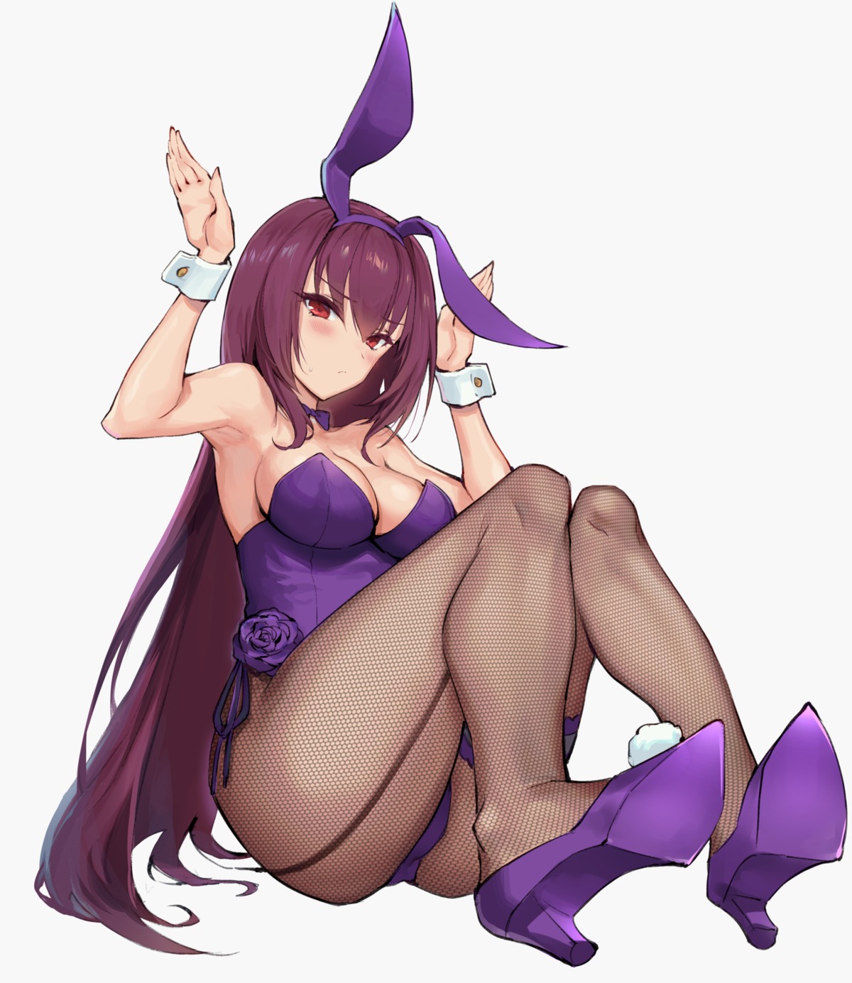 animal_ears bunny_ears bunny_girl fate/grand_order fishnets haoni heels pantyhose scathach_(fate/grand_order)