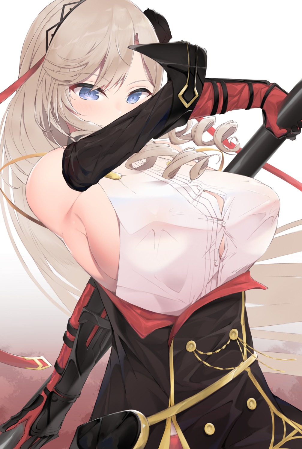 algerie_(azur_lane) areola azur_lane erect_nipples no_bra sakkama see_through weapon