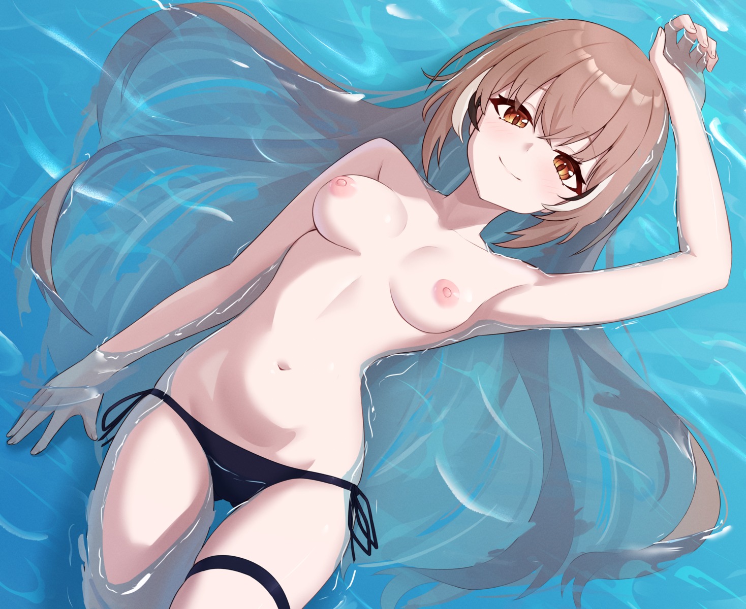 bikini garter hololive hololive_english nanashi_mumei swimsuits telomere topless wet