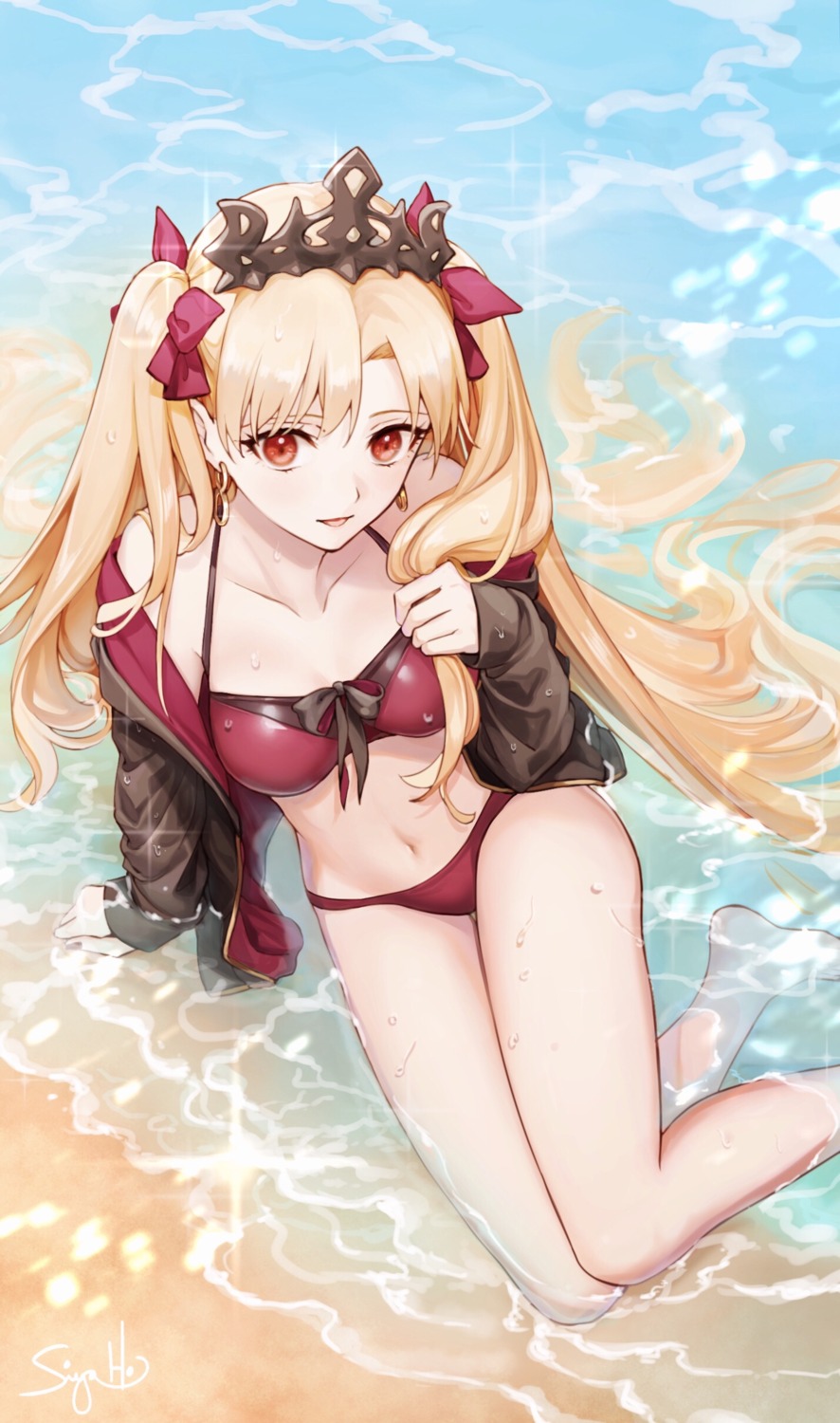 bikini ereshkigal_(fate/grand_order) fate/grand_order open_shirt siya_ho swimsuits wet