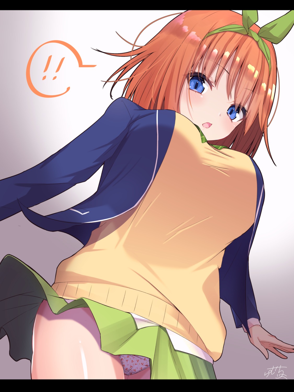 5-toubun_no_hanayome nakano_yotsuba pantsu ramchi seifuku skirt_lift sweater