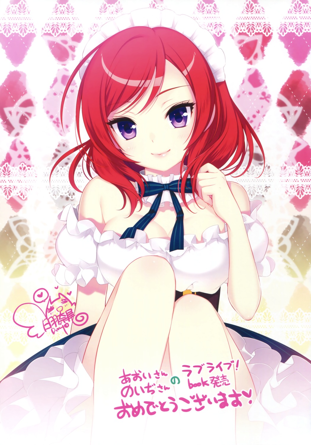 autographed cleavage dmyo love_live! maid nishikino_maki