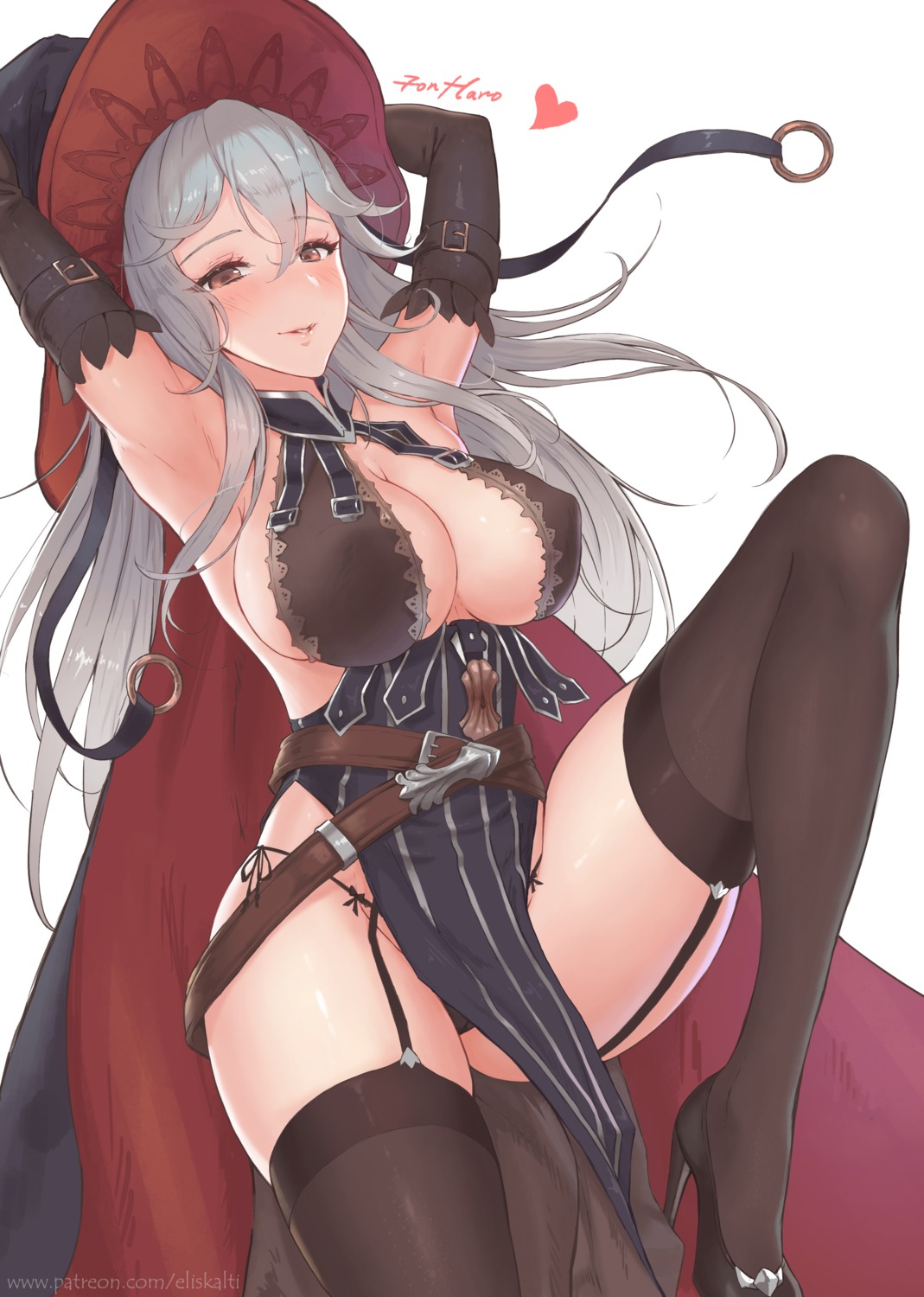 dress eliskalti erect_nipples granblue_fantasy heels magisa_(granblue_fantasy) no_bra pantsu stockings string_panties thighhighs