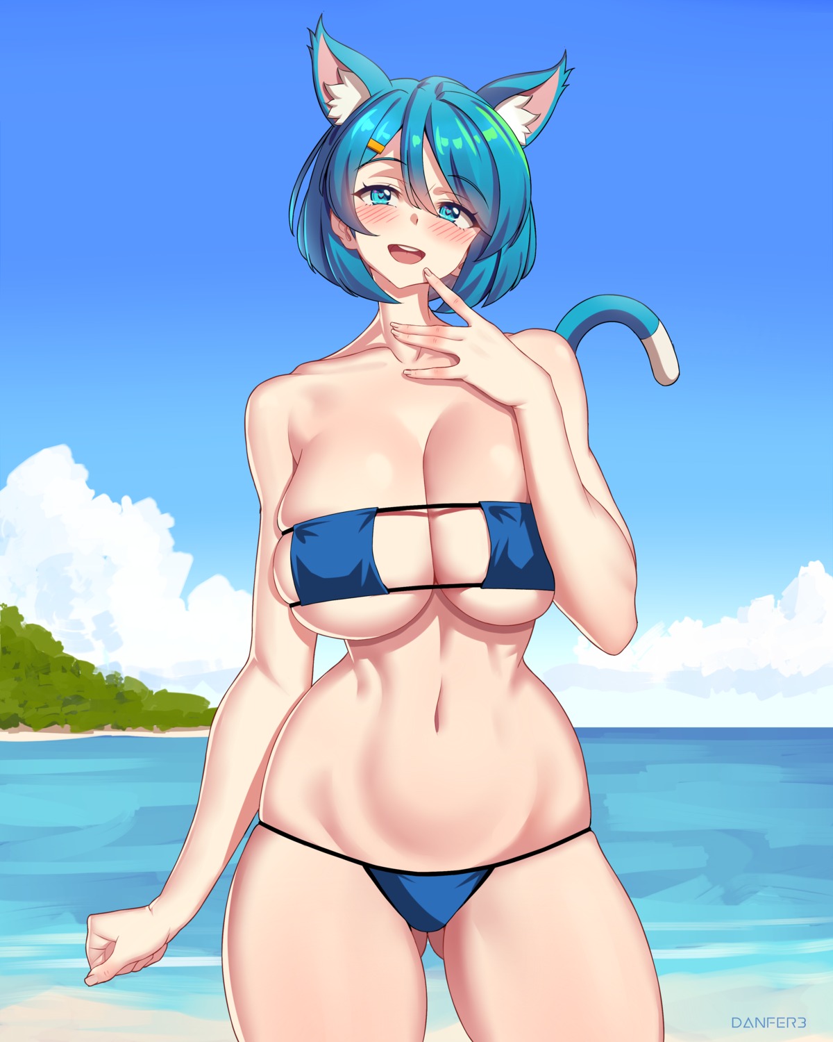 animal_ears bikini danfer3 leena nekomimi swimsuits tail