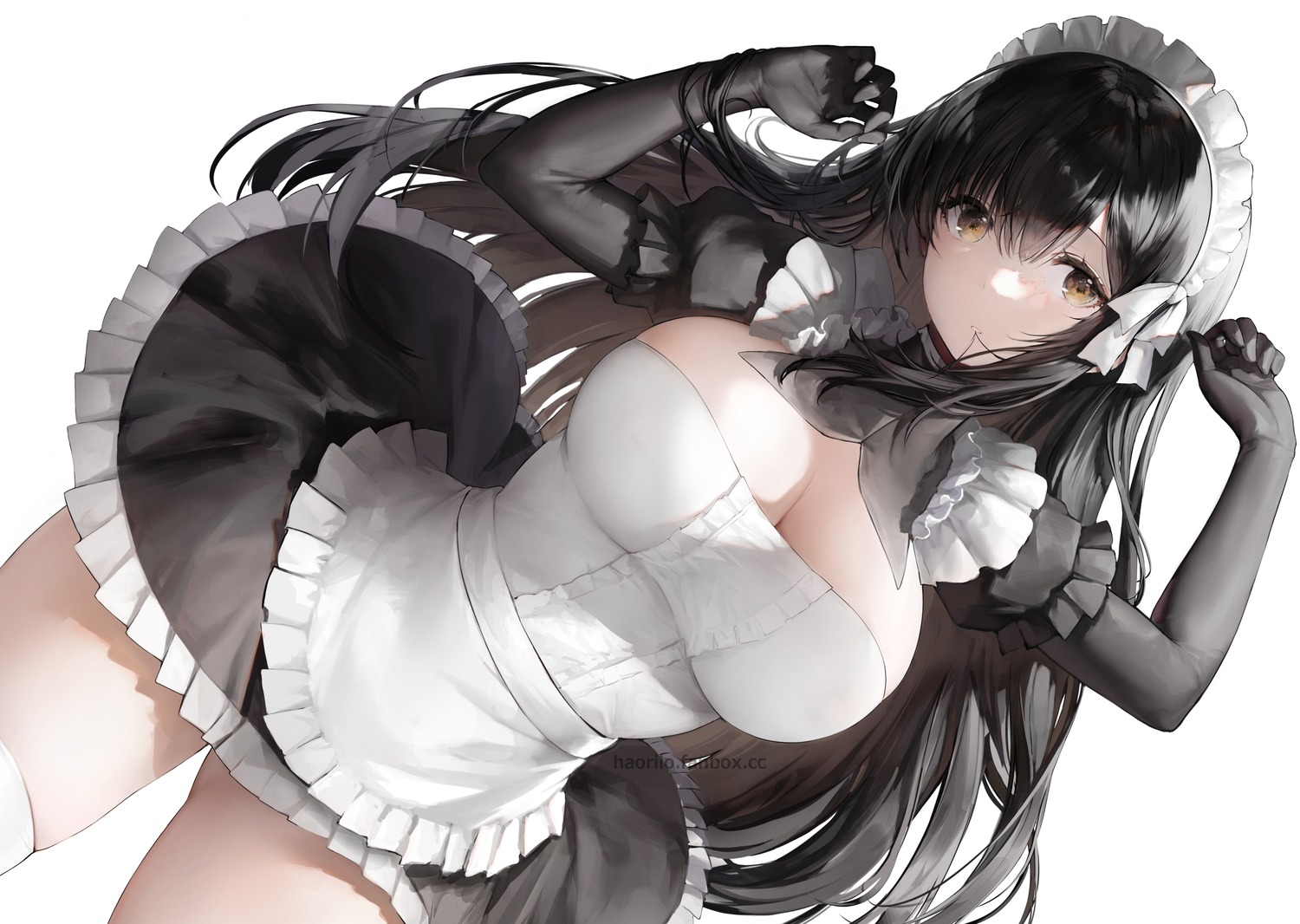 haori_io maid no_bra thighhighs