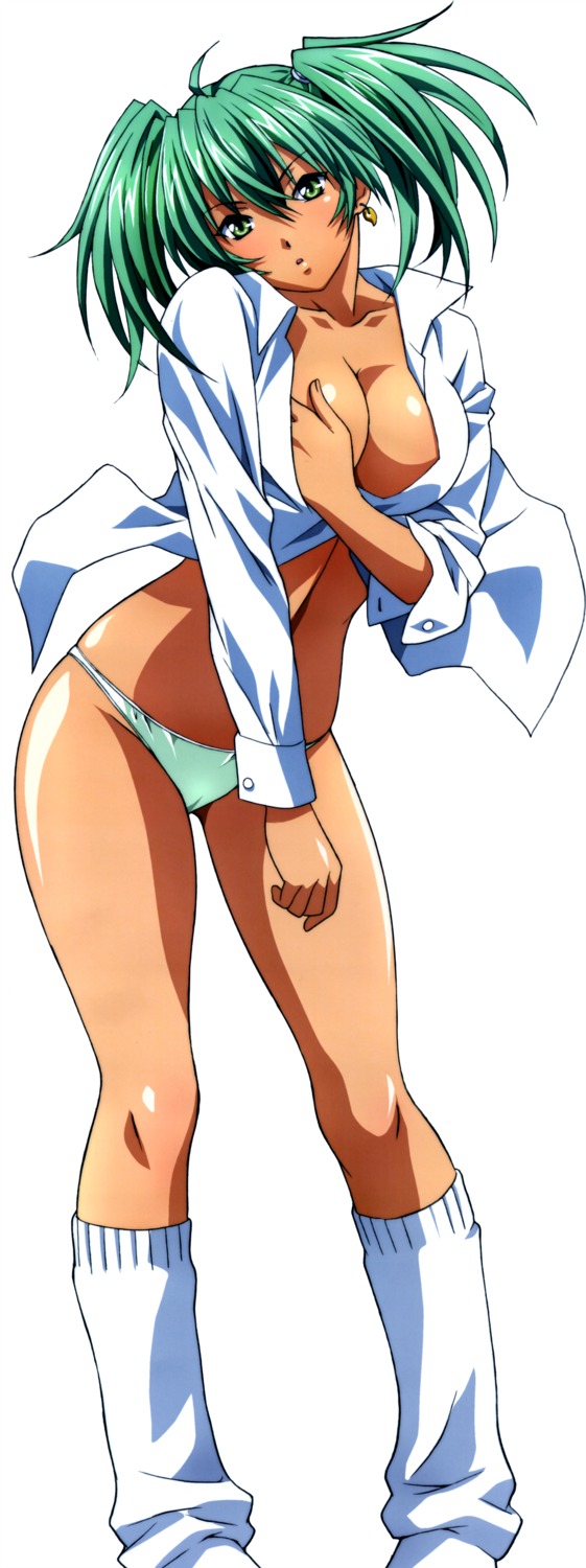 cleavage dress_shirt ikkitousen ikkitousen~great_guardians~ no_bra pantsu rin_sin ryofu_housen stick_poster