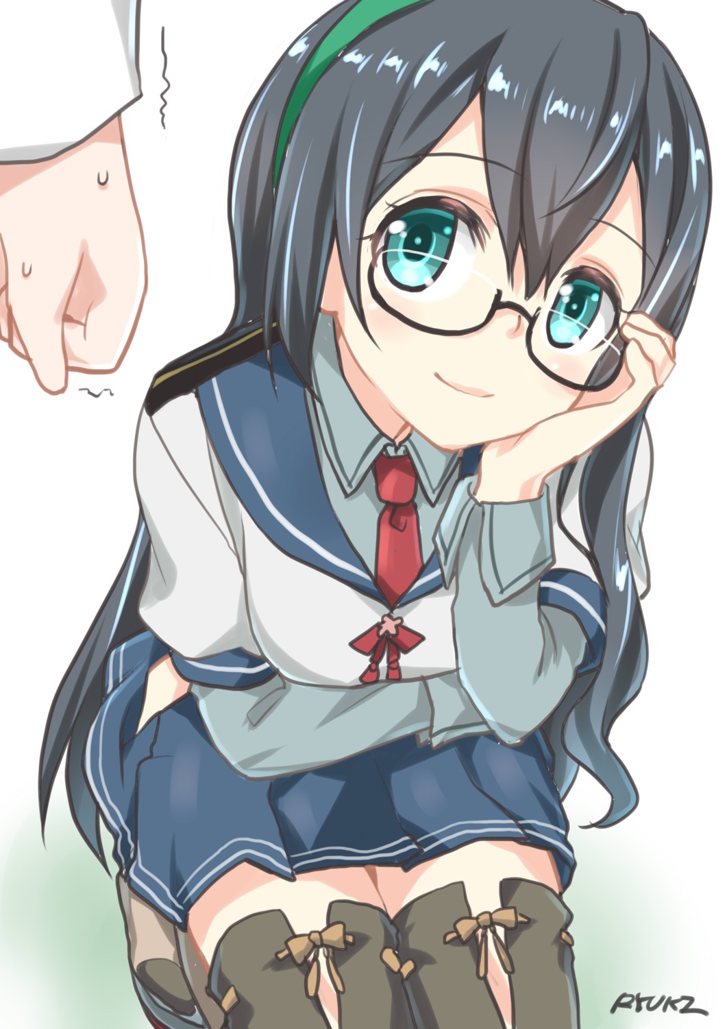 kantai_collection megane ooyodo_(kancolle) ryuki_(pixiv_2328) seifuku thighhighs