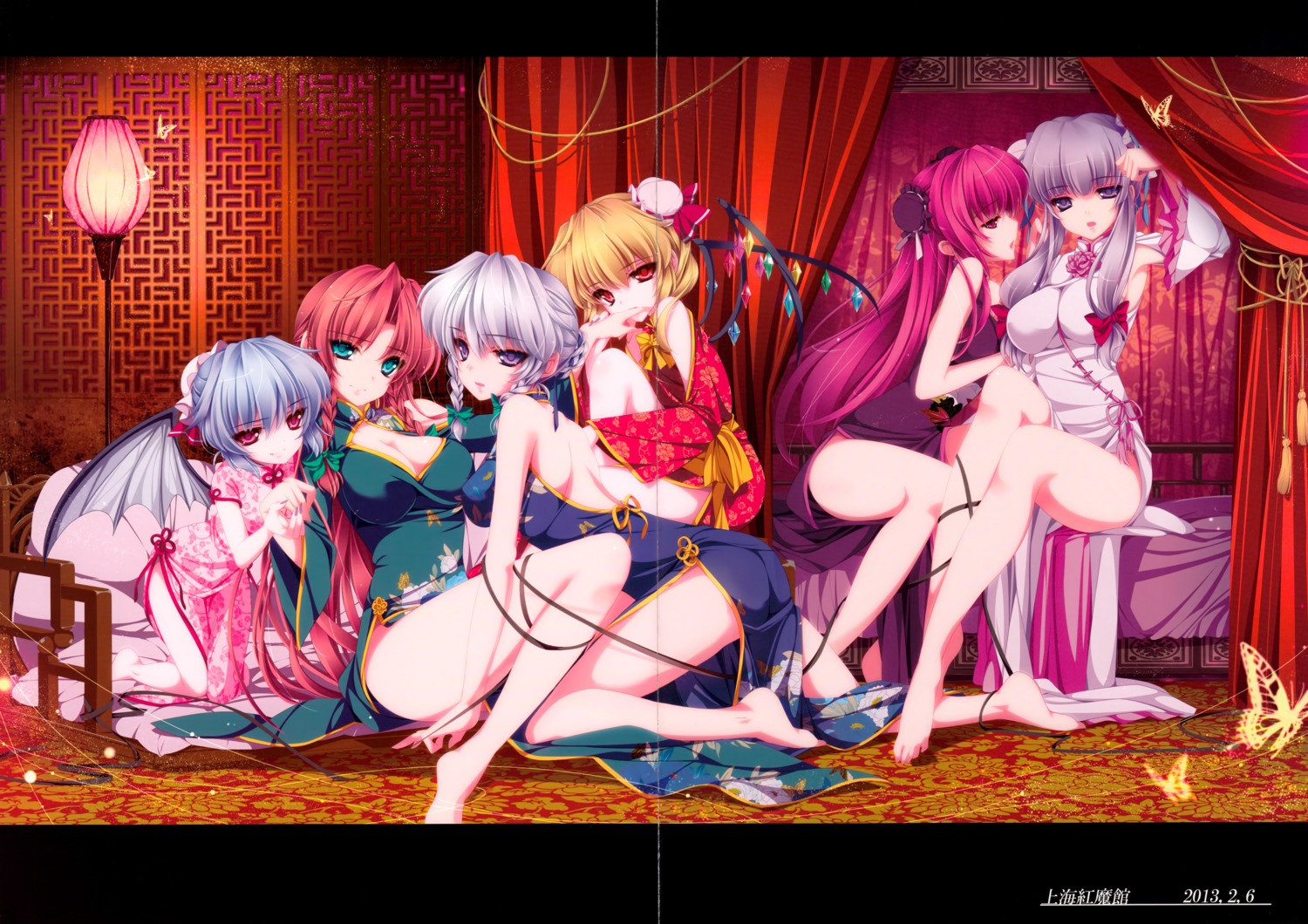 ass chinadress cleavage crease erect_nipples feet fixme flandre_scarlet hong_meiling izayoi_sakuya koakuma mone_keshi_gum monety no_bra nopan patchouli_knowledge remilia_scarlet touhou wings