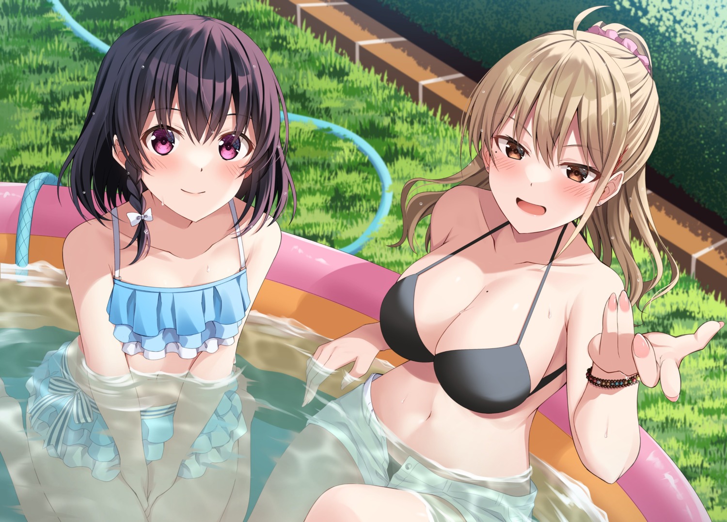 bathing bikini cleavage komori_kuzuyu swimsuits wet