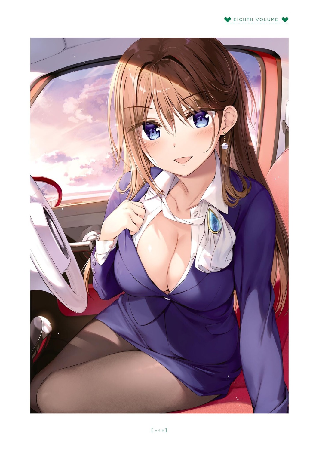 boku_no_kanojo_sensei business_suit cleavage fujiki_maka open_shirt oryou pantyhose skirt_lift