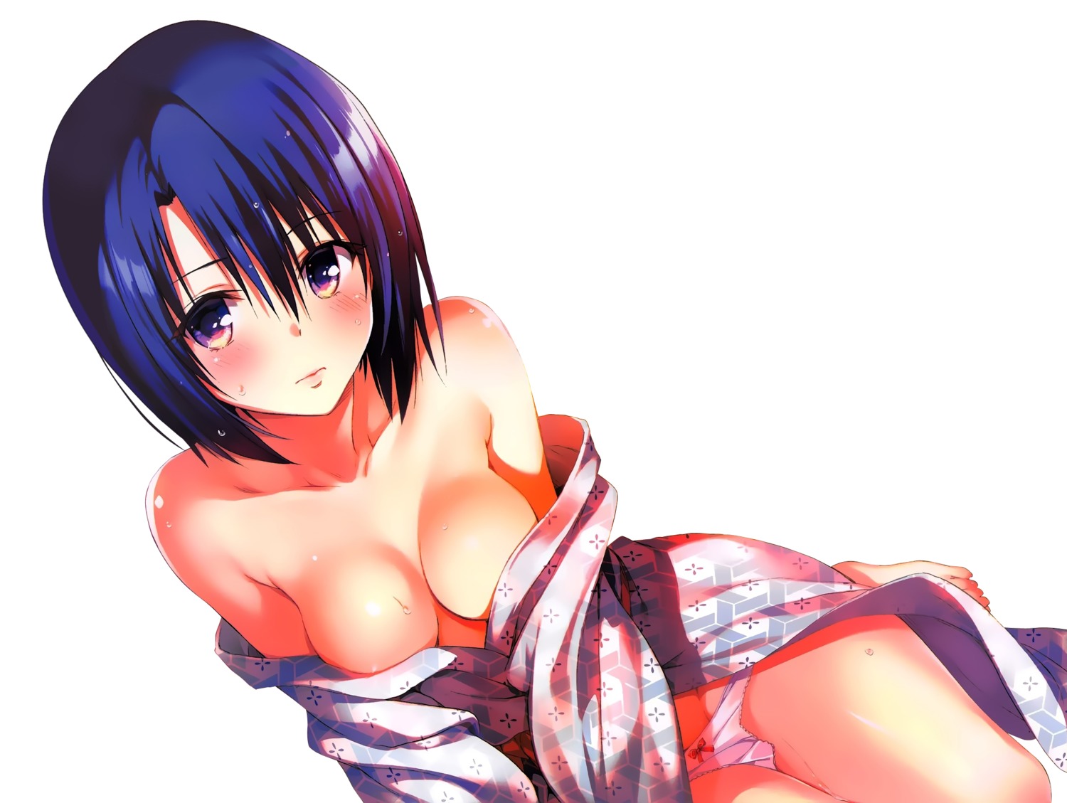 breasts no_bra open_shirt pantsu panty_pull sairenji_haruna to_love_ru to_love_ru_darkness yabuki_kentarou yukata