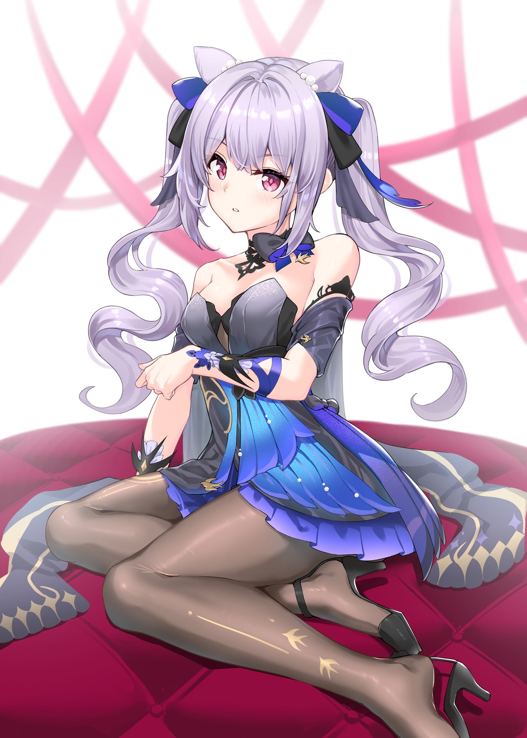 dress genshin_impact heels keqing no_bra pantyhose xin_(zinc)