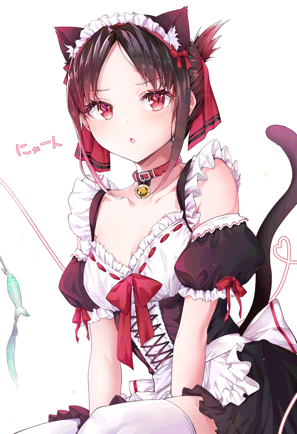 animal_ears cleavage cpqm kaguya-sama_wa_kokurasetai_~tensai-tachi_no_renai_zunousen~ maid nekomimi shinomiya_kaguya tail thighhighs