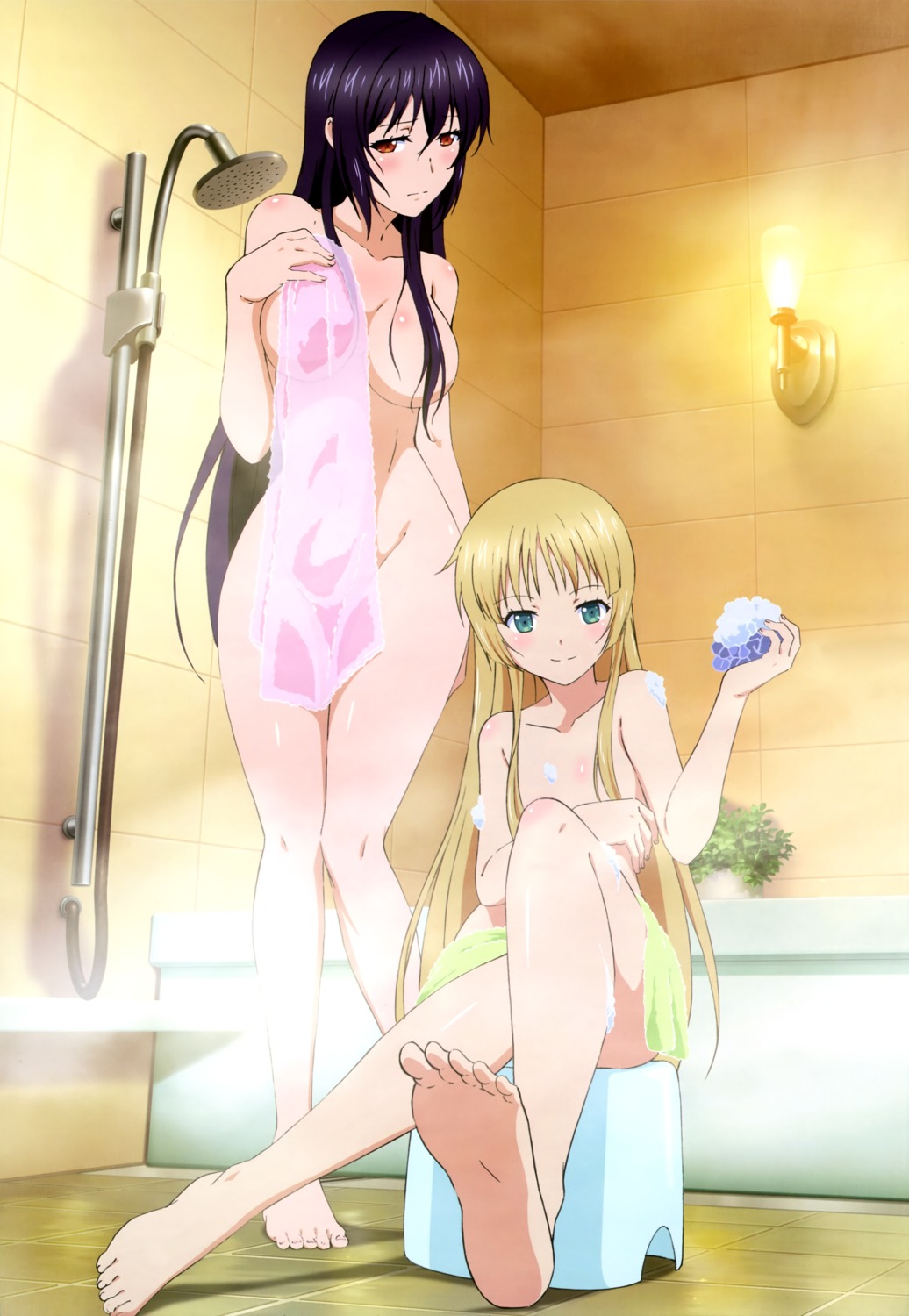 bathing breast_hold feet isuca naked shimazu_sakuya shimazu_suseri towel