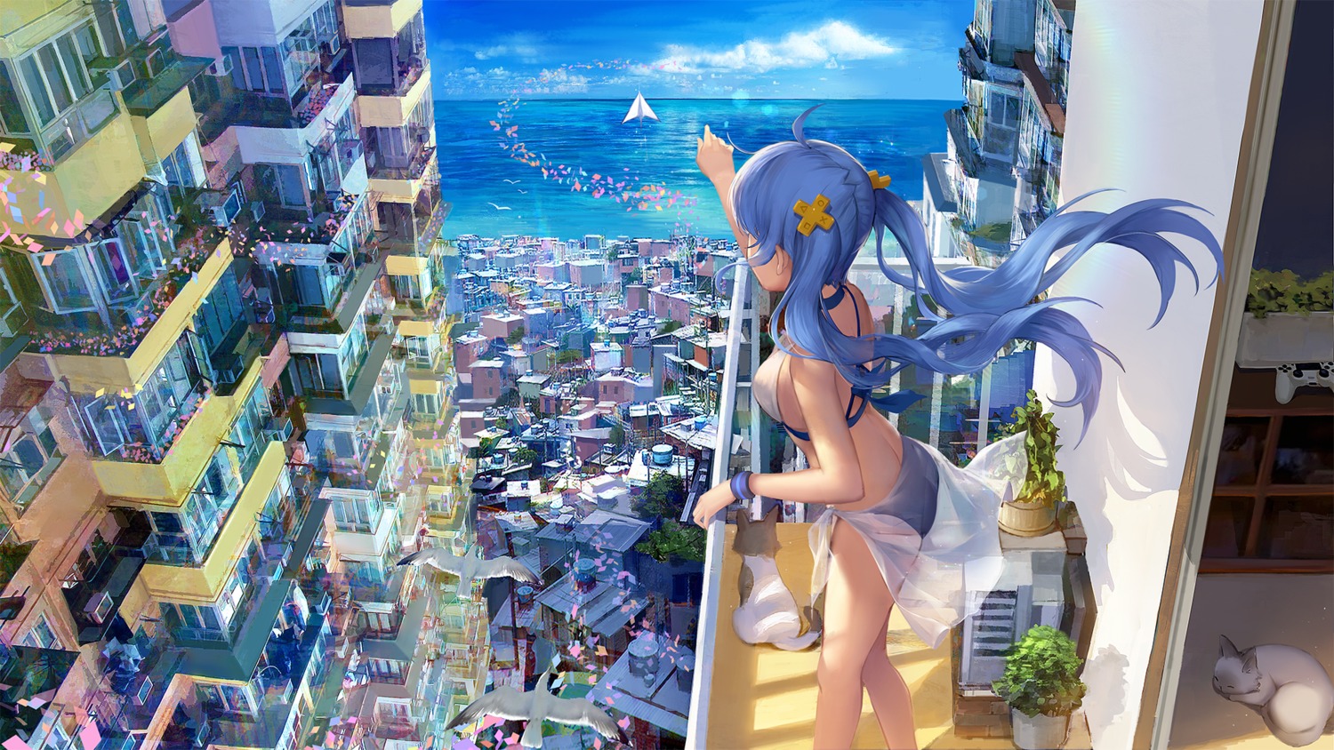 bikini landscape neko see_through stellarism swimsuits