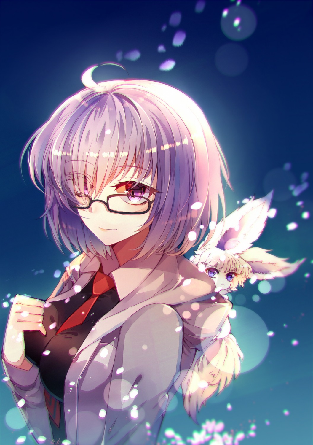 animal_ears baocaizi fate/grand_order fou_(fate/grand_order) mash_kyrielight megane