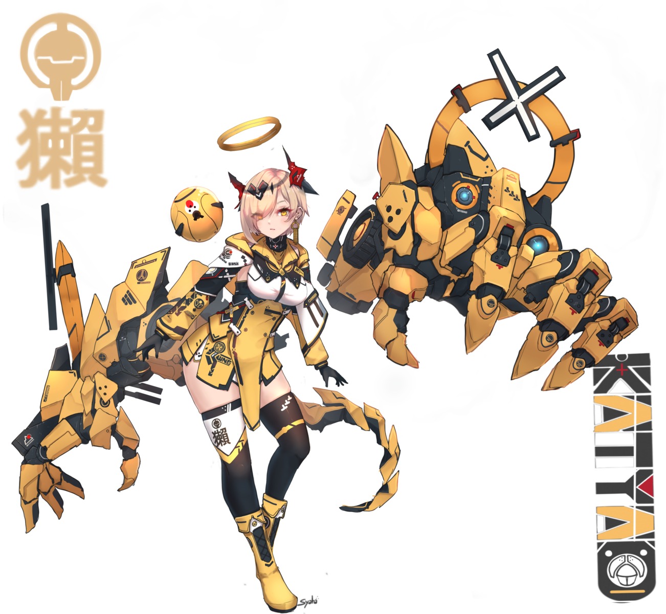 garter horns mecha_musume syaha tail thighhighs