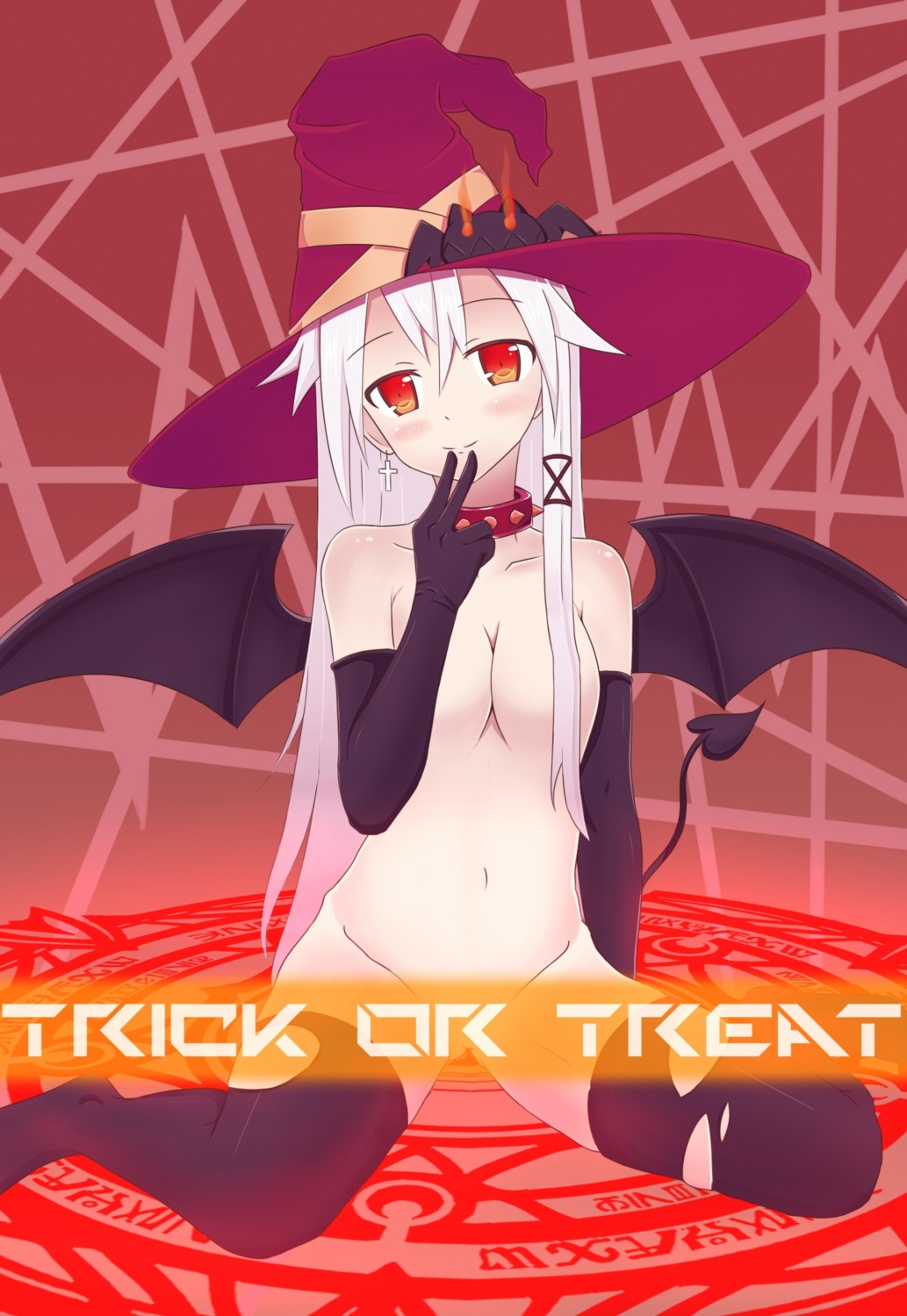 ancerise_sacred censored chevalier-zero devil halloween naked tail thighhighs torn_clothes wings witch