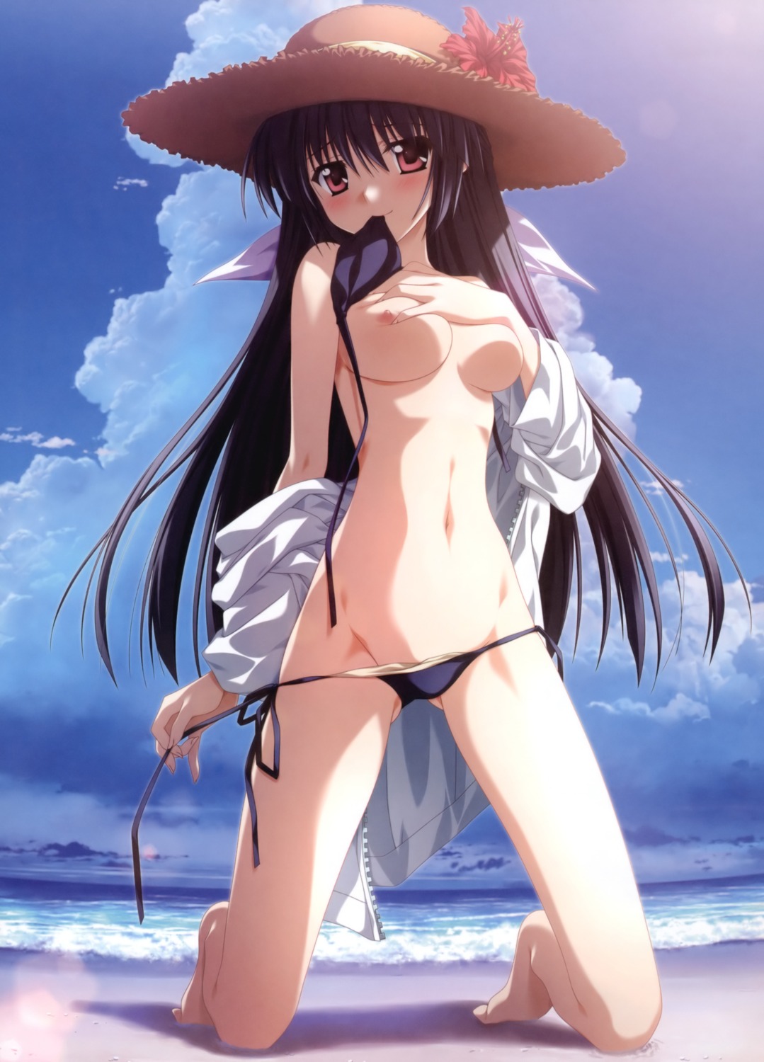 amamiya_yuuko bikini breasts ef_~a_fairytale_of_the_two~ nanao_naru nipples panty_pull swimsuits undressing