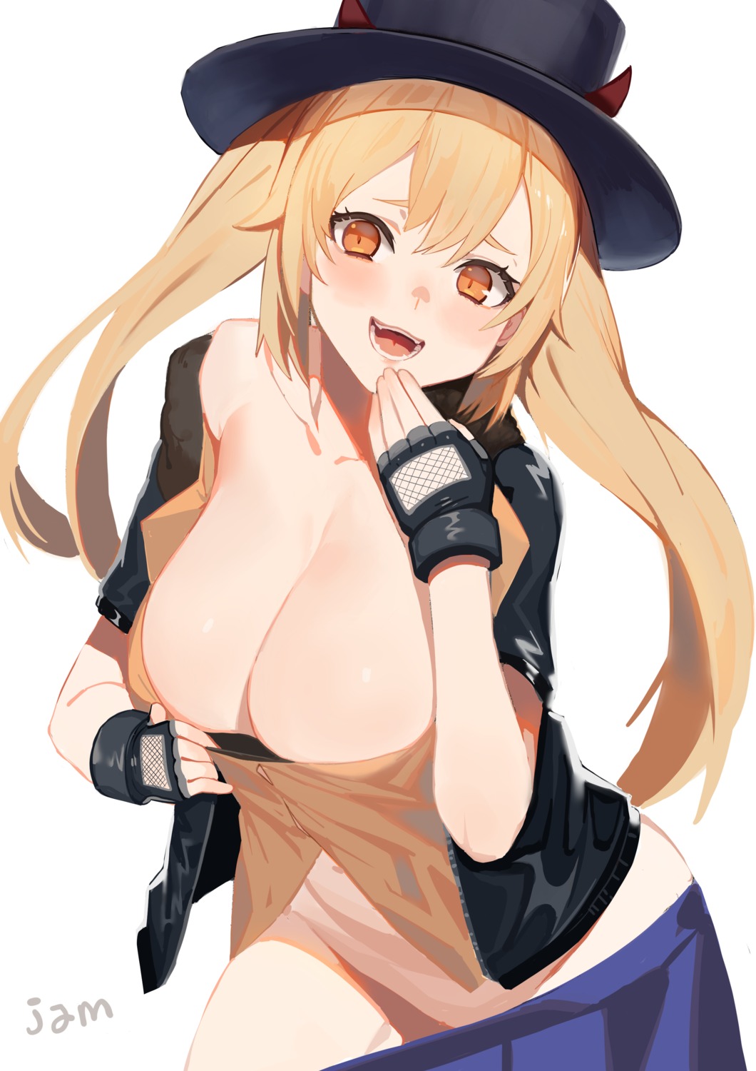 breasts girls_frontline m870_(girls_frontline) nandade9 no_bra open_shirt undressing