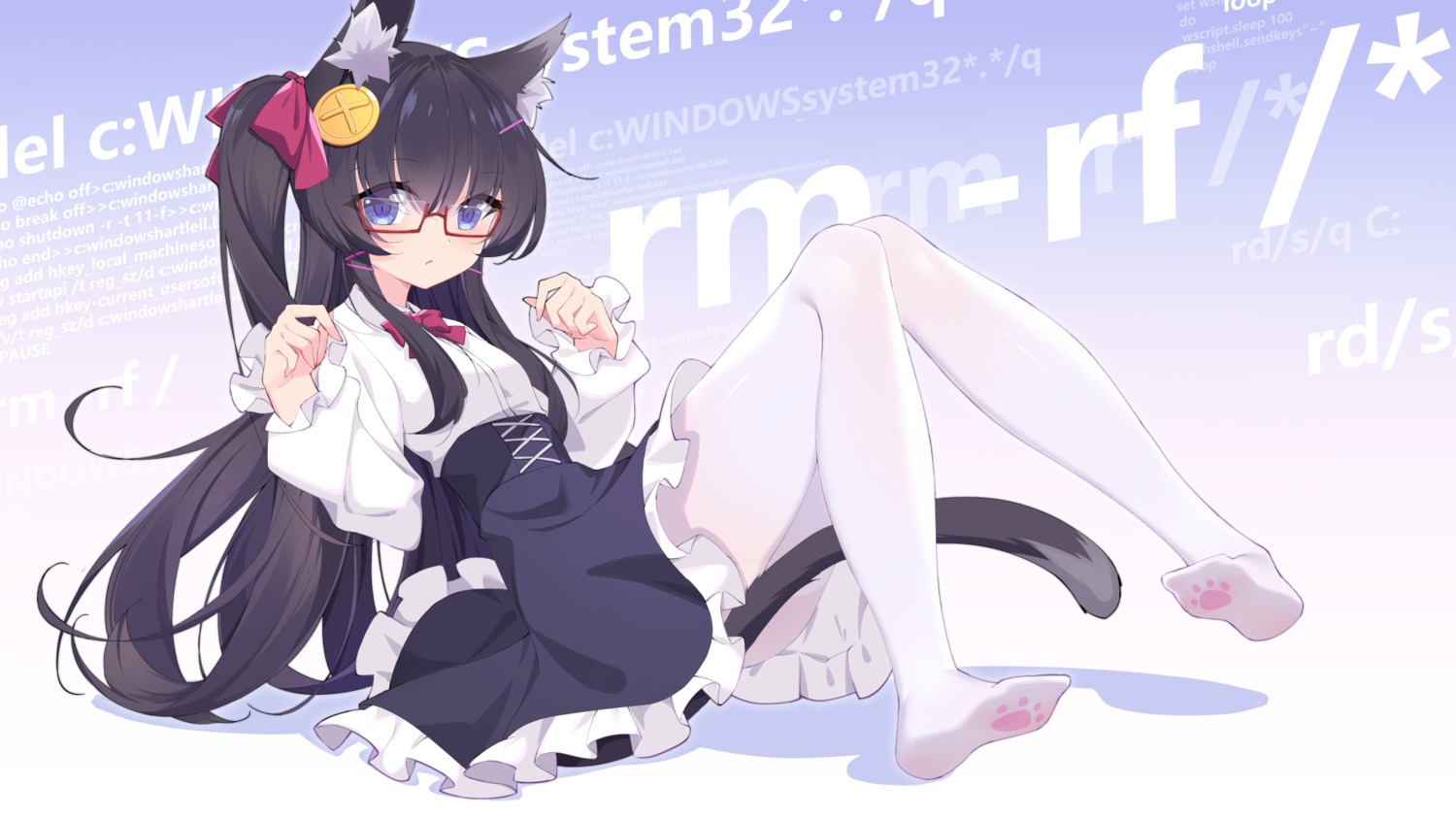 animal_ears feet megane nekomimi pantyhose rx7649 skirt_lift tail wallpaper