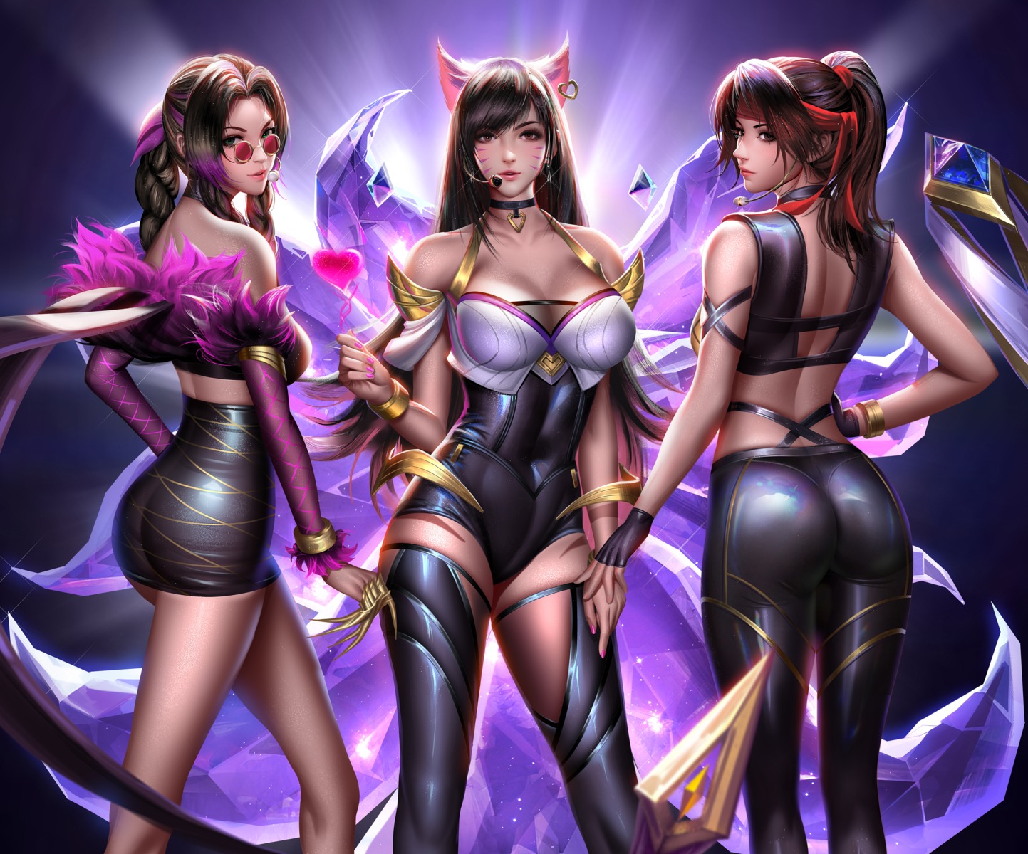 aerith_gainsborough ahri animal_ears ass cosplay evelynn final_fantasy jessie_rasberry kai'sa kitsune league_of_legends liang_xing megane tail thighhighs tifa_lockhart