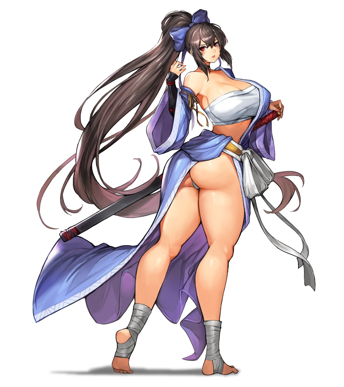 asian_clothes ass bandages gurimjang no_bra pantsu sword thong weapon