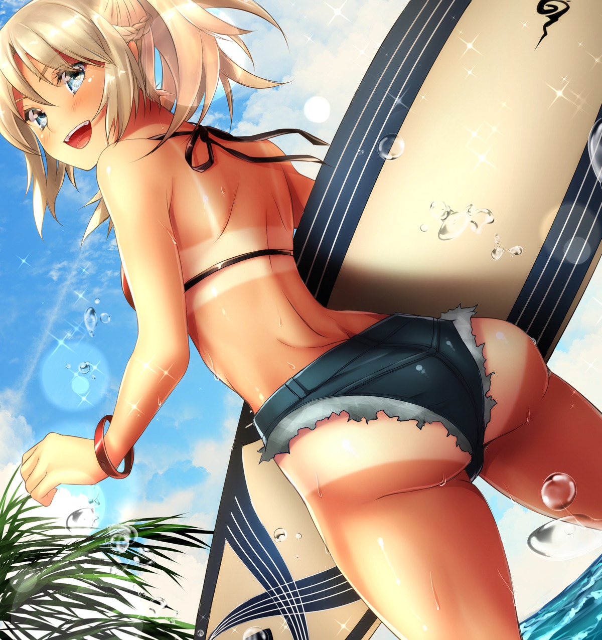 ass bikini_top fate/apocrypha fate/grand_order fate/stay_night mia_(gute-nacht-07) mordred_(fate) swimsuits tan_lines