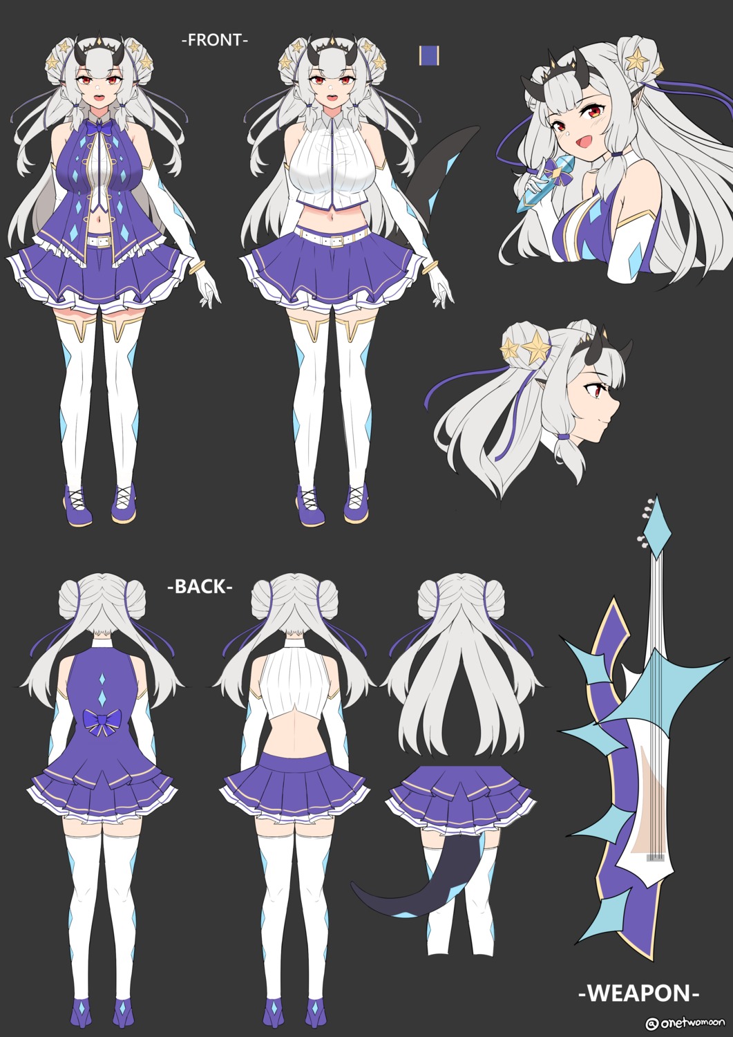 character_design epic7 horns pointy_ears tail thighhighs twomoon yufine_(epic7)