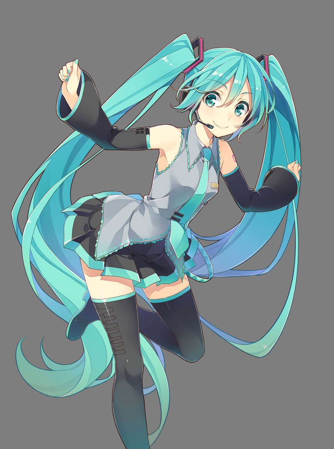 hatsune_miku headphones mmu tattoo thighhighs transparent_png vocaloid