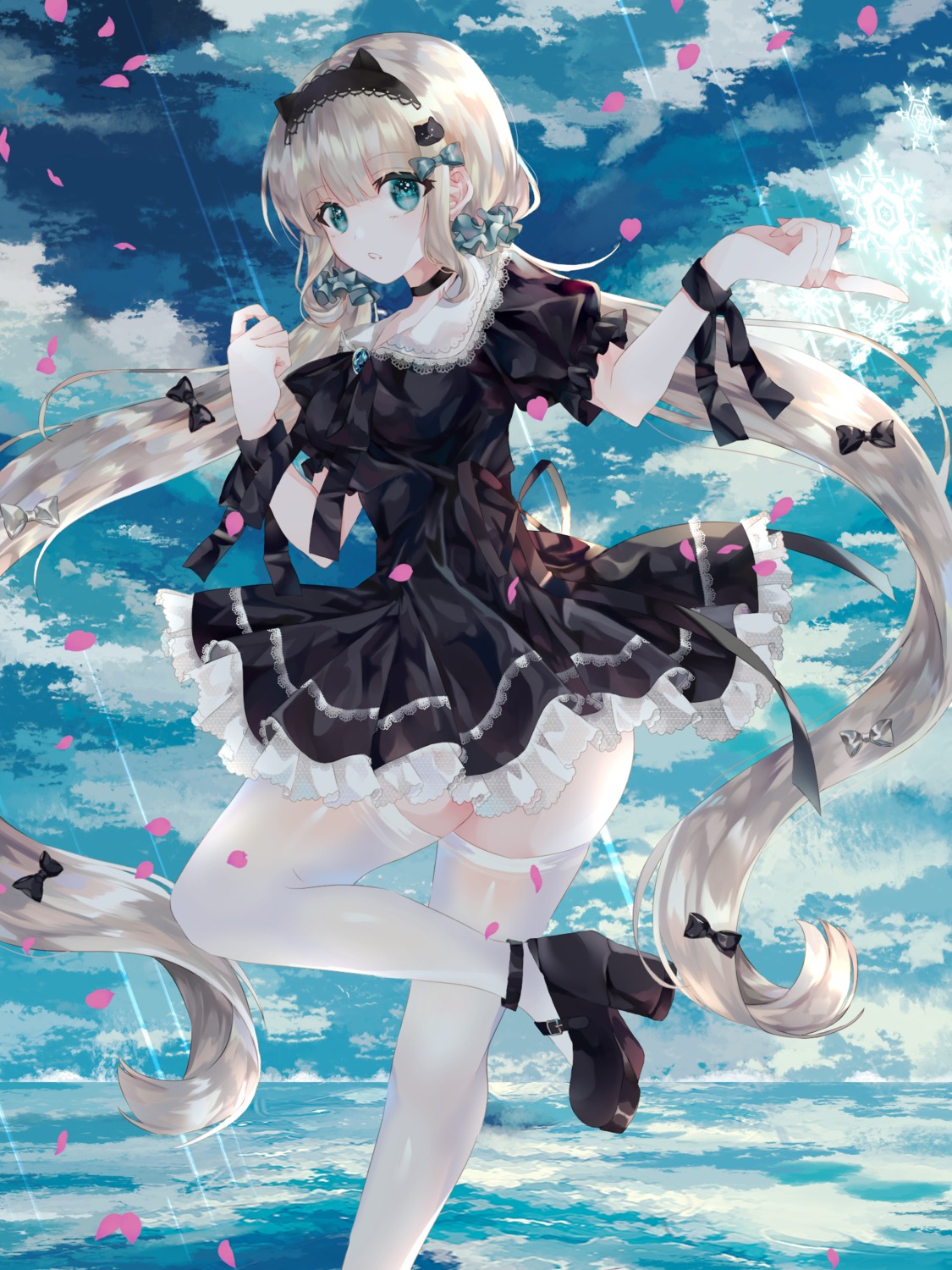 ass dress gothic_lolita heels lolita_fashion skirt_lift thighhighs yumekoron