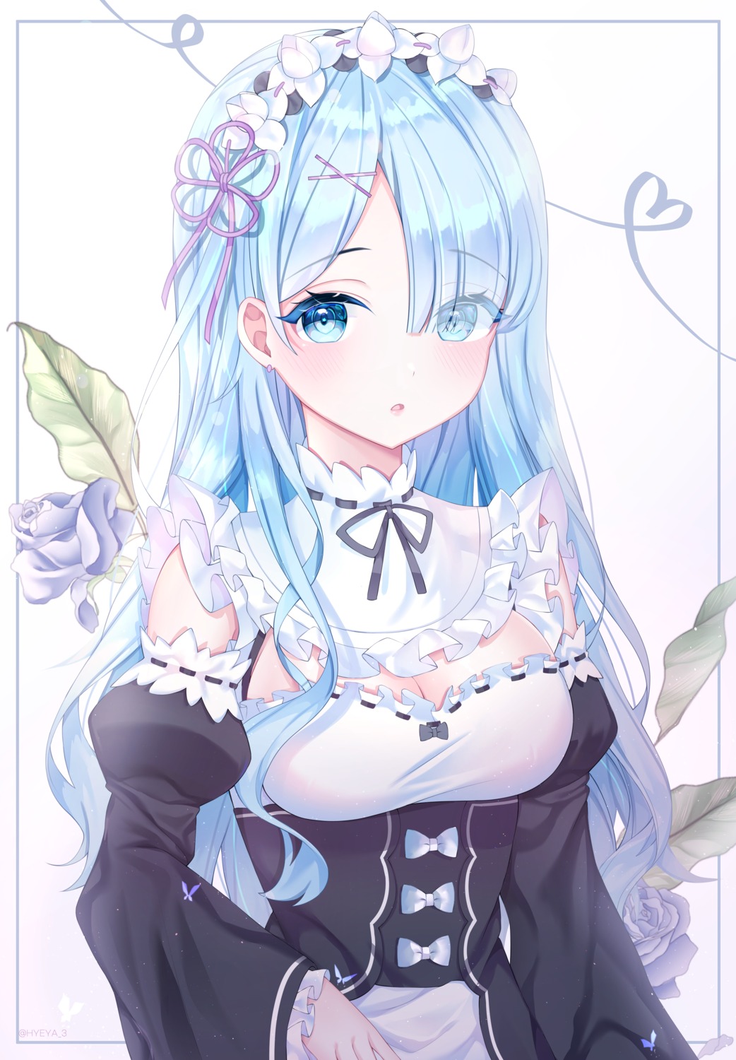 cleavage hyeya maid re_zero_kara_hajimeru_isekai_seikatsu rem_(re_zero)