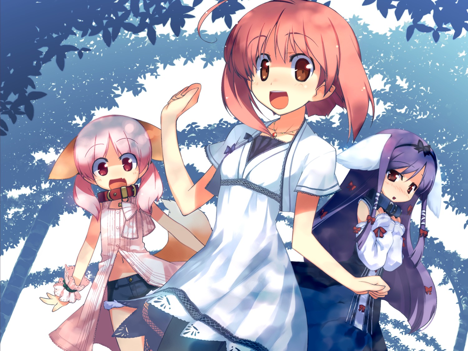 akino_momiji animal_ears cuffs kiriyama_sakura sakura_musubi sera_karen sumaki_shungo wallpaper