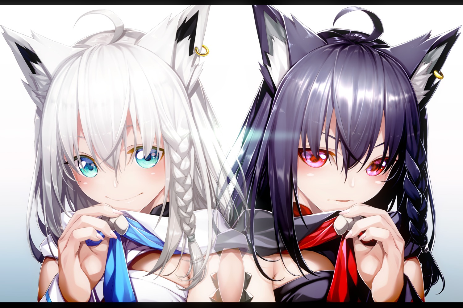 animal_ears fenrir_(fenlil0316) hololive hololive_gamers kitsune kurokami_fubuki shirakami_fubuki