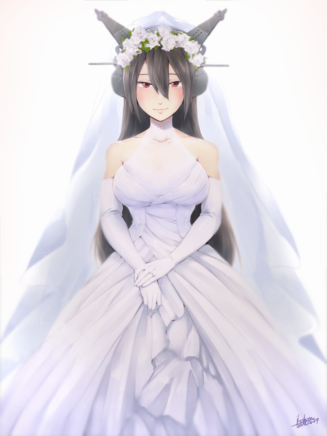 dress ikeshita_moyuko kantai_collection nagato_(kancolle) wedding_dress