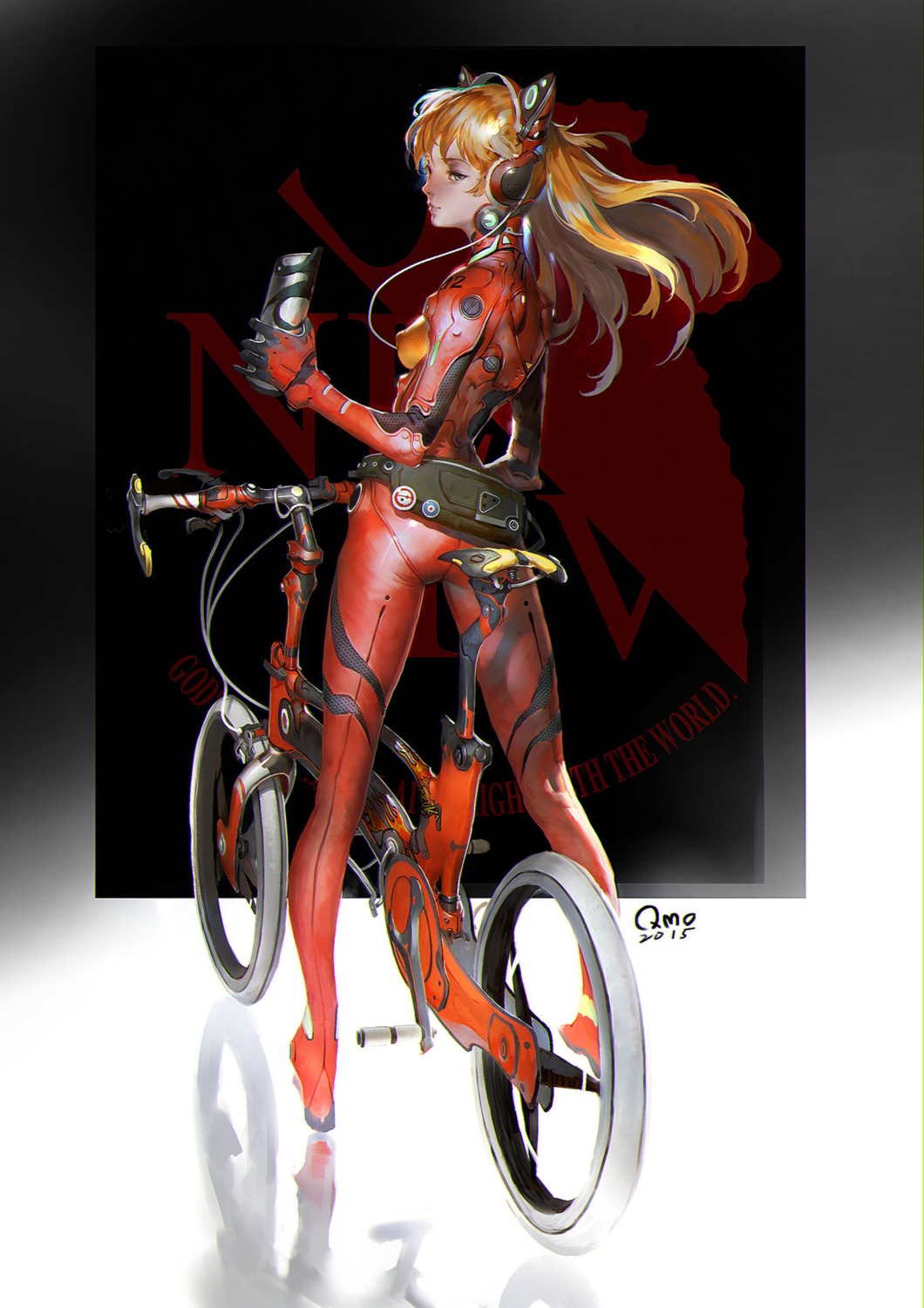 ass bodysuit erect_nipples headphones luo_guan_gyou neon_genesis_evangelion souryuu_asuka_langley