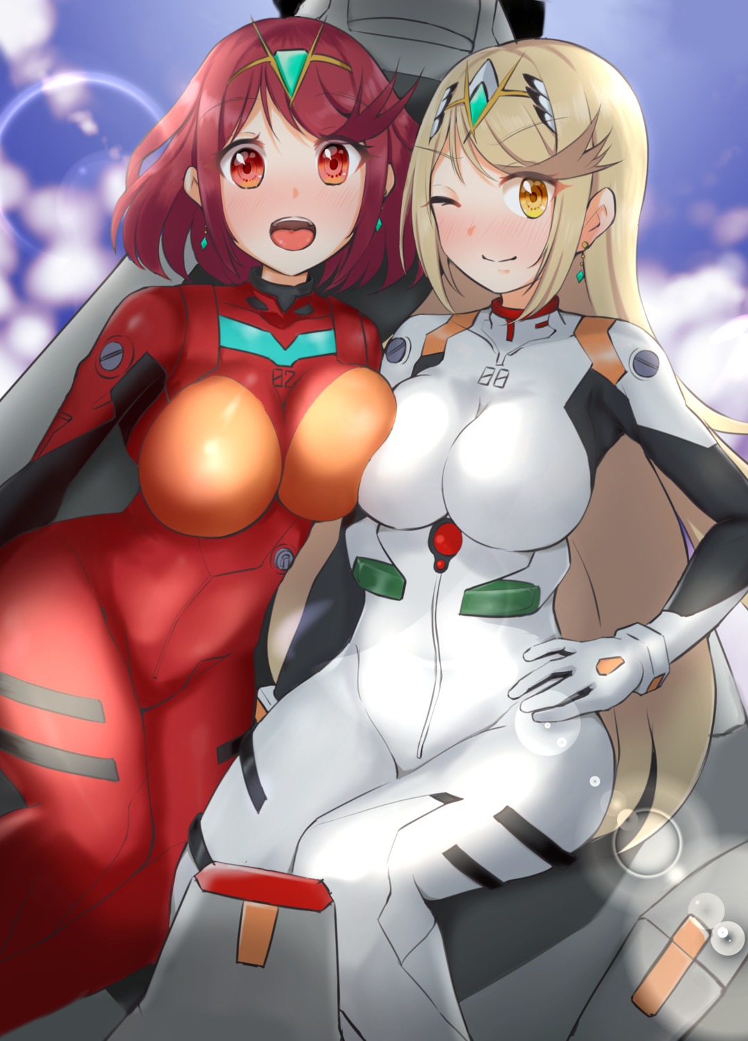 bodysuit cosplay hikari_(xenoblade_2) homura_(xenoblade_2) ii_tea neon_genesis_evangelion xenoblade xenoblade_chronicles_2