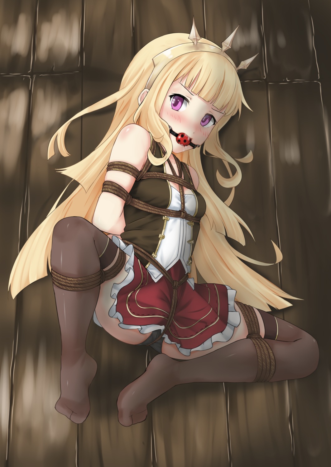 bondage cagliostro_(granblue_fantasy) granblue_fantasy kertasu pantsu skirt_lift thighhighs