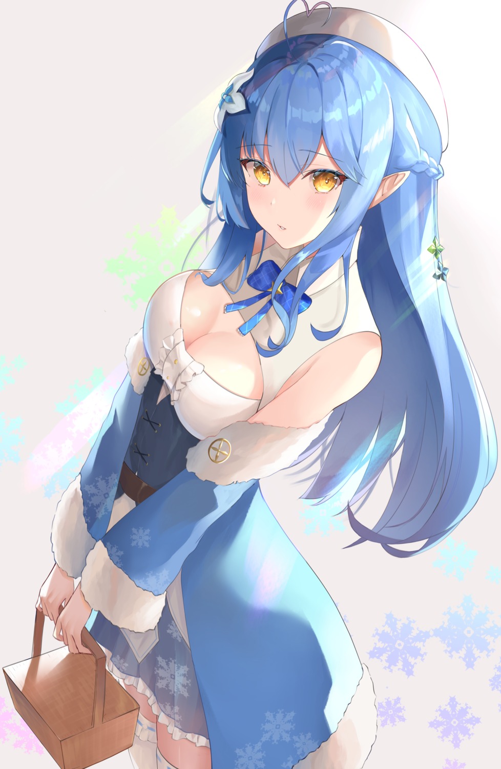 artist_revision elf hololive no_bra pointy_ears shiina_aoi thighhighs yukihana_lamy