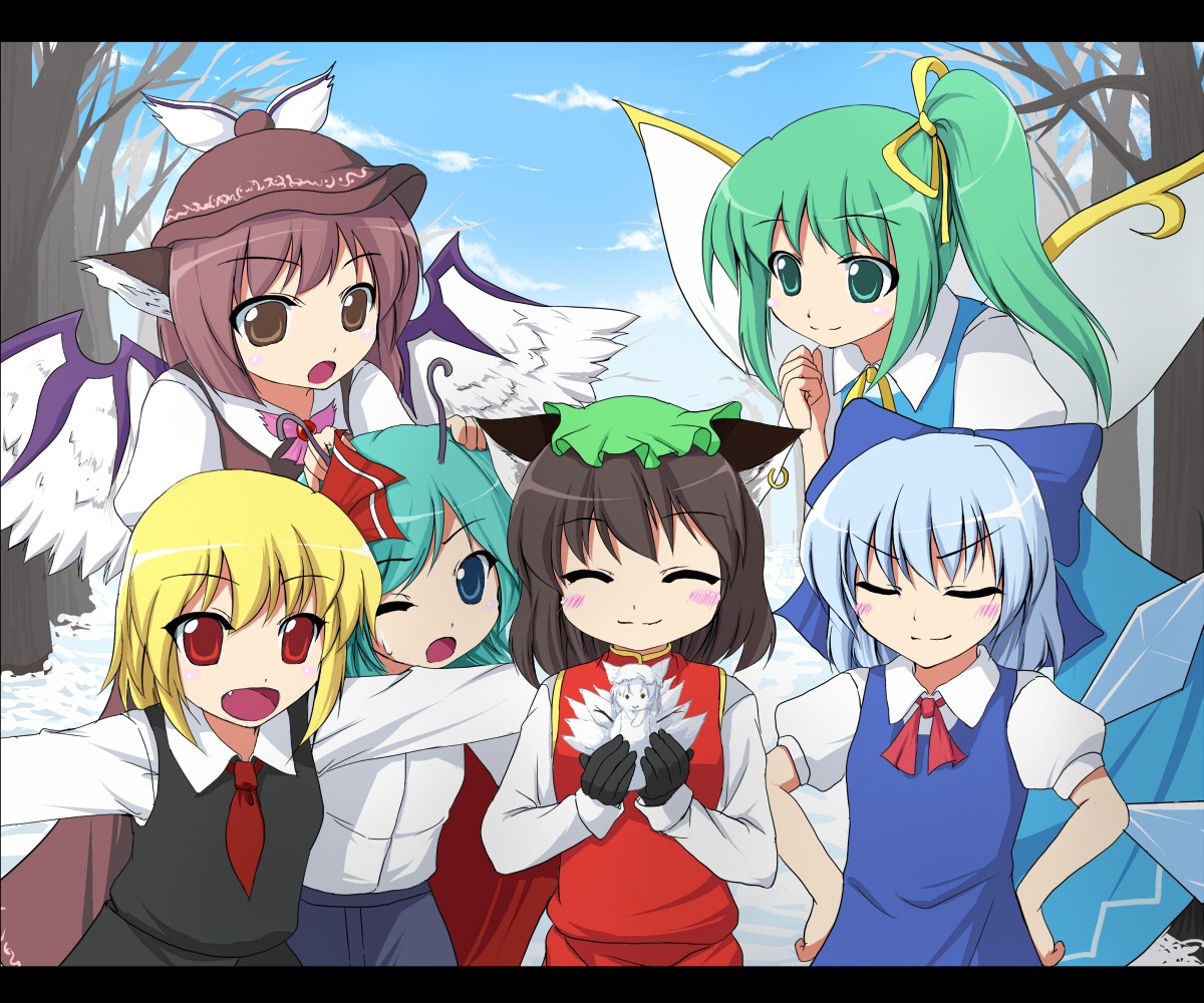 chen cirno daiyousei mystia_lorelei rumia ryuushou touhou wriggle_nightbug