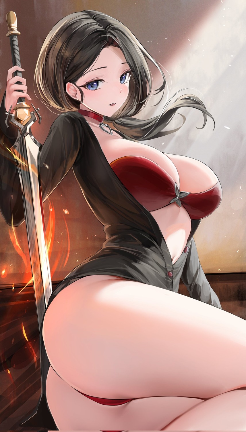 ass bikini cameltoe lillly open_shirt swimsuits sword thong