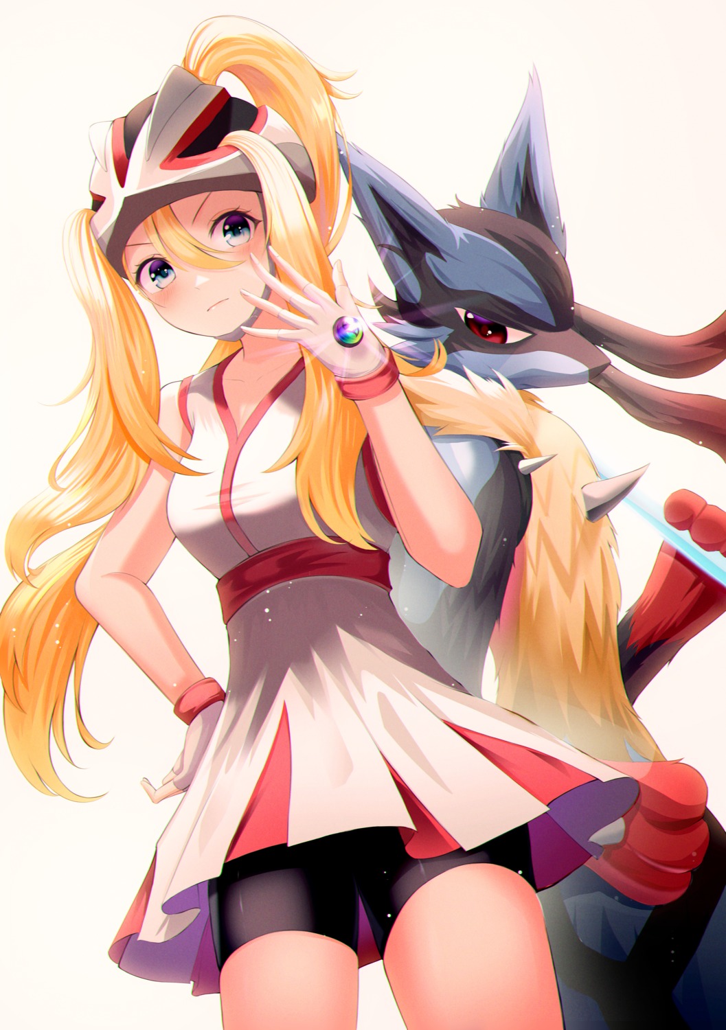 bexercube bike_shorts corni_(pokemon) dress lucario pokemon pokemon_xy