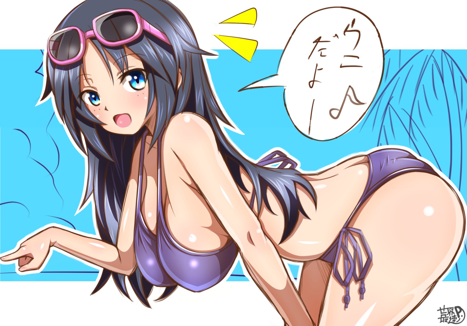 bikini girls_und_panzer megane sekai_saisoku_no_panda swimsuits yamagou_ayumi