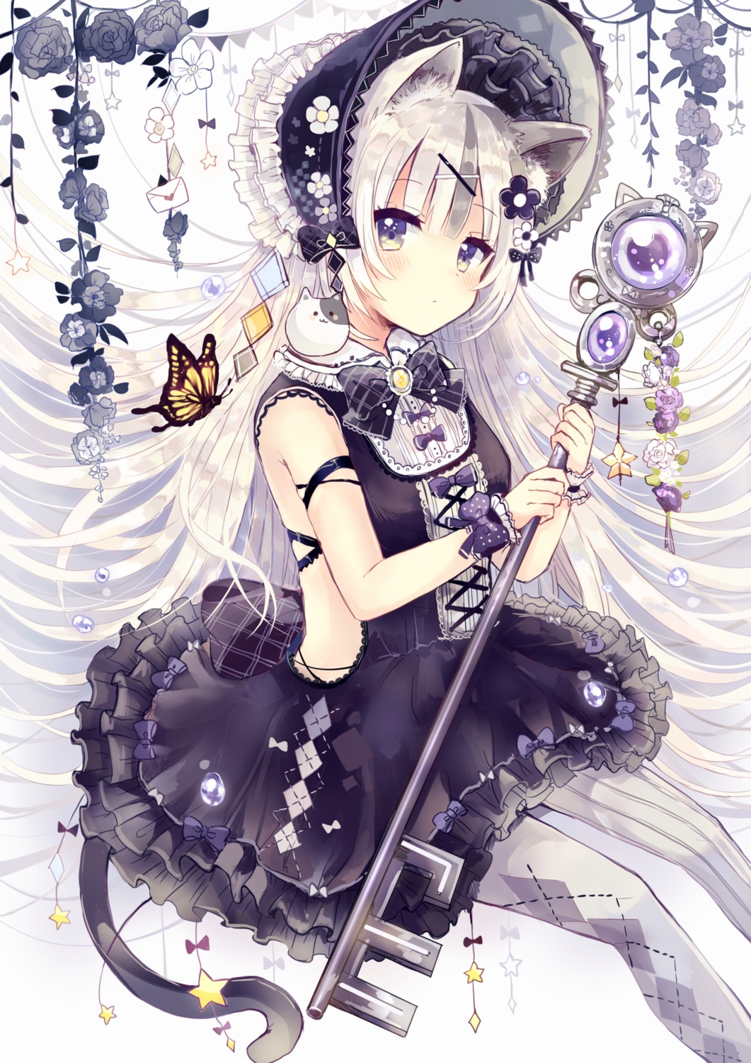 animal_ears dress gothic_lolita lolita_fashion nekomimi pantyhose sakura_oriko tail