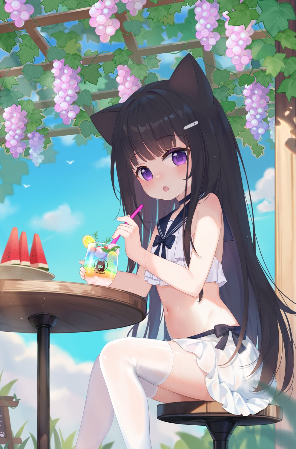 animal_ears fufumi nekomimi thighhighs