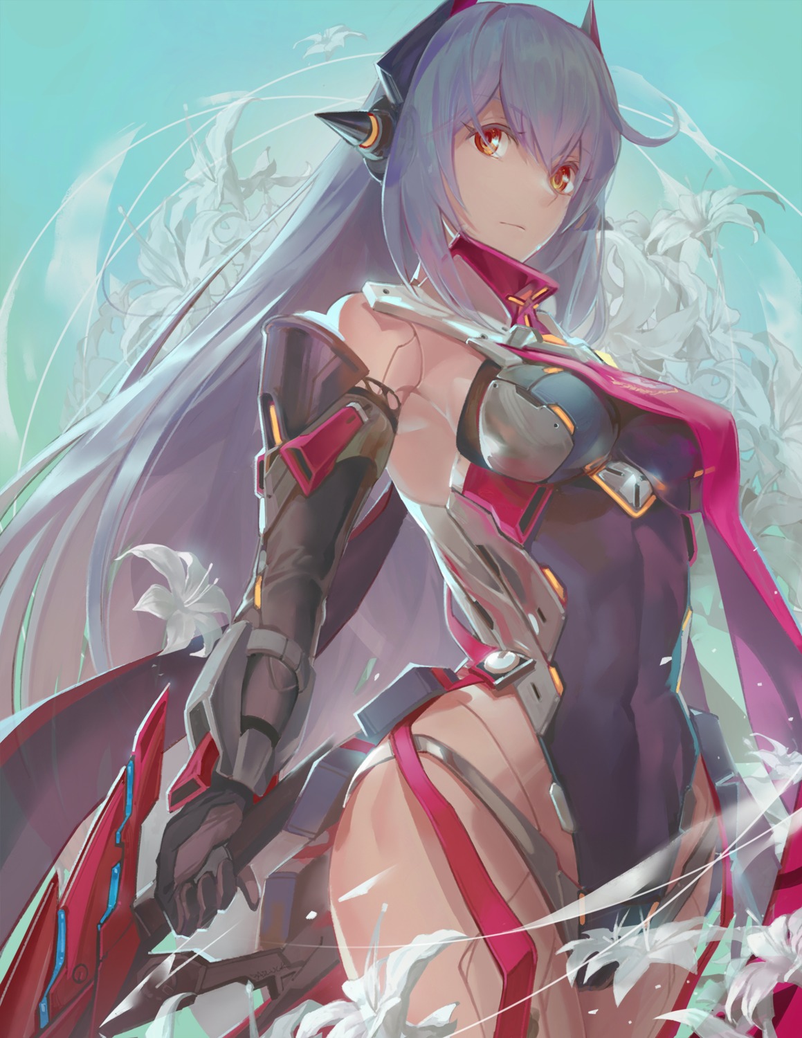 armor badluck hana_(xenoblade_2) hana_jd leotard mecha_musume sword xenoblade xenoblade_chronicles_2