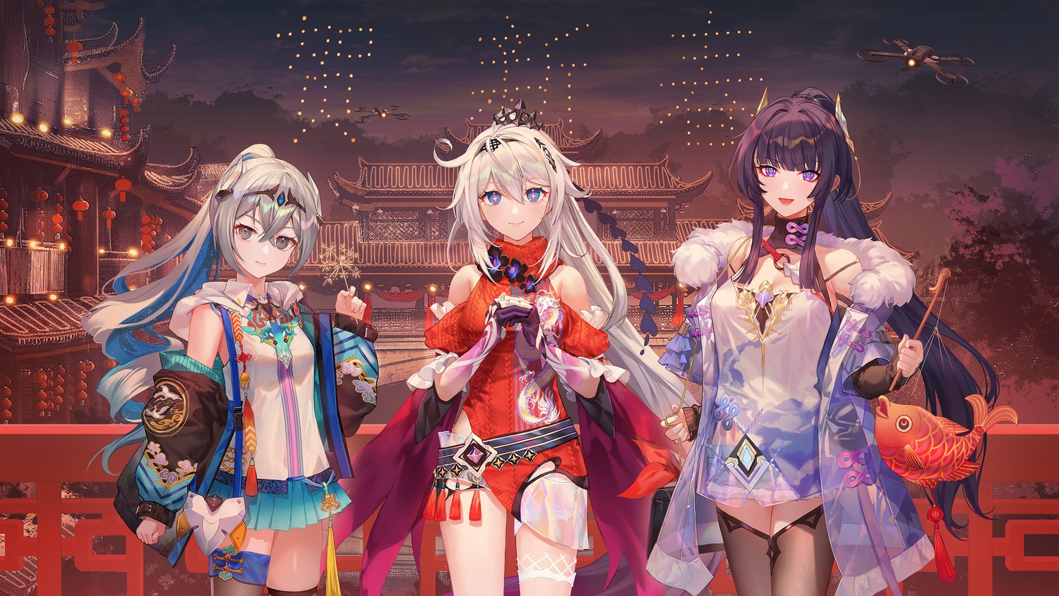 asian_clothes benghuai_xueyuan bronya_zaychik criin honkai_impact kiana_kaslana raiden_mei see_through thighhighs