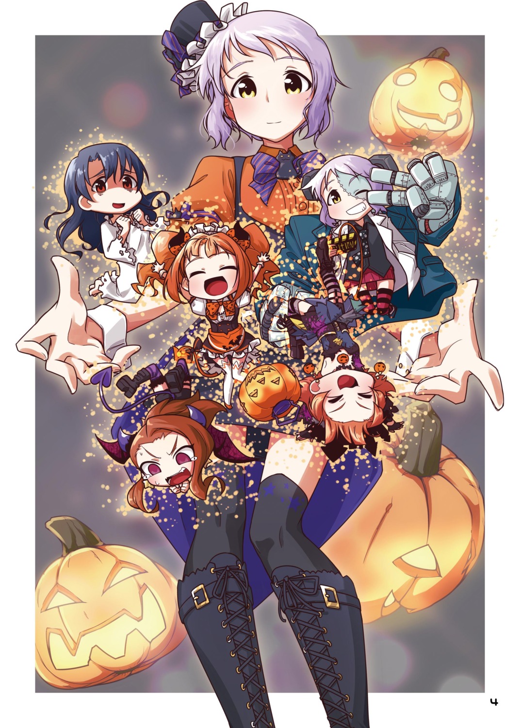 chibi digital_version guriko halloween horns makabe_mizuki minase_iori nonohara_akane tail takatsuki_yayoi takayama_sayoko the_idolm@ster the_idolm@ster_million_live! thighhighs wings