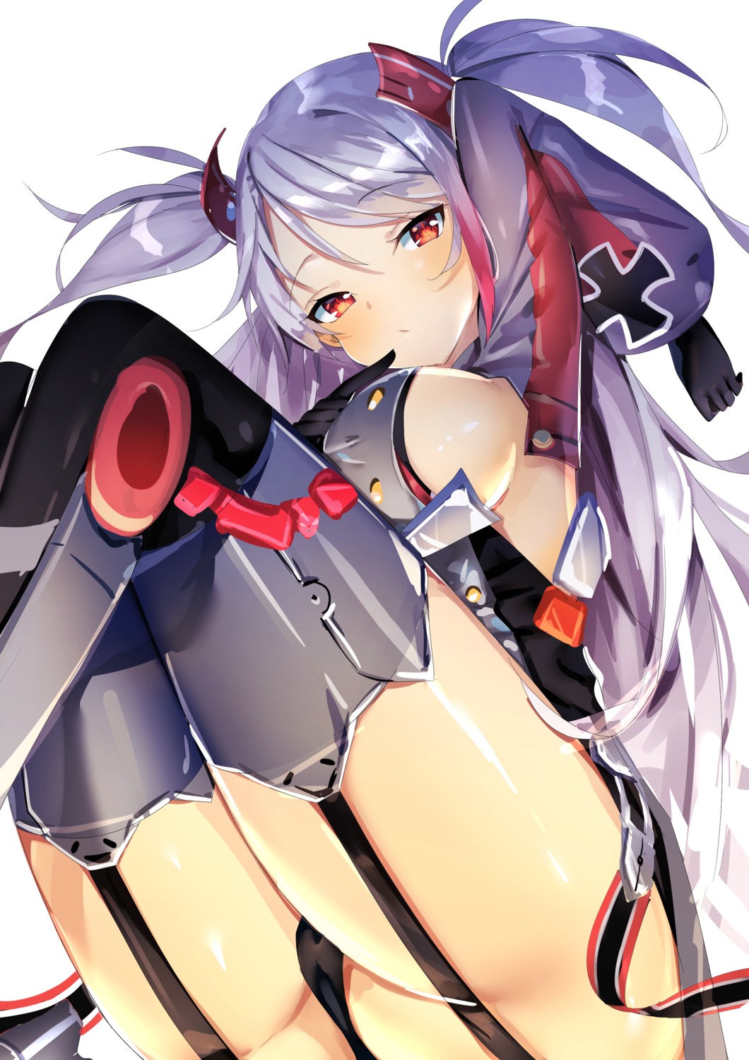 azur_lane no_bra pantsu prinz_eugen_(azur_lane) stockings thighhighs thong uniform wakamore_(getguacamole)