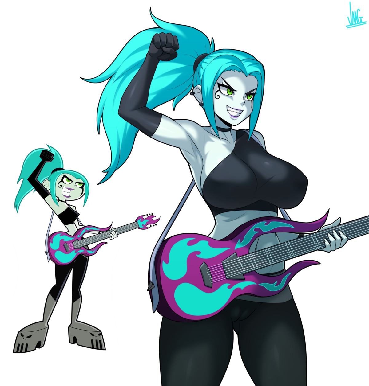 chibi danny_phantom ember_mclain erect_nipples guitar jmg no_bra